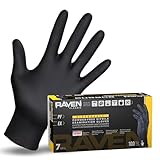 SAS Safety 66517 Raven Powder-Free Disposable Black Nitrile 6 Mil Gloves, Medium, 100 Gloves by Weight