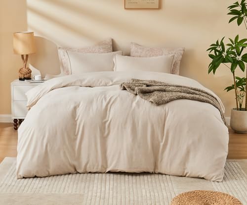 Image of SLEEPBELLA Linen Duvet Cover Set Queen Size-1 Duvet Cover with 2 Pillow Shams with Button Closure Soft Breathable Farmhouse
