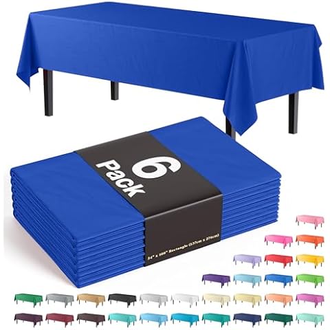 Exquisite 6-Pack Blue Plastic Tablecloth Cover