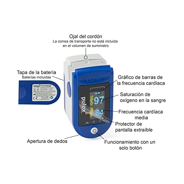 Pulsioxímetro PULOX PO-200 para medir el pulso y la saturación de oxígeno en el dedo - Imagen 4