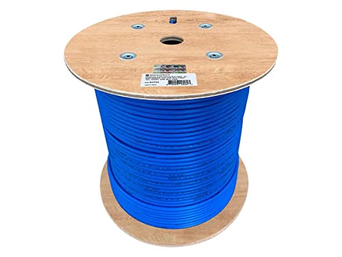 Image of Monoprice Cat6A Plenum Bulk Cable - UL, Solid, 650MHz, UTP, CMP, Bare Copper, 10G, 23AWG, TAA, for Computer Networking Cable, LAN, Modem, Router, 500 Feet, Blue
