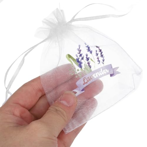 20 bolsas de organza lavanda con cordón 15x10cm miniatura 4
