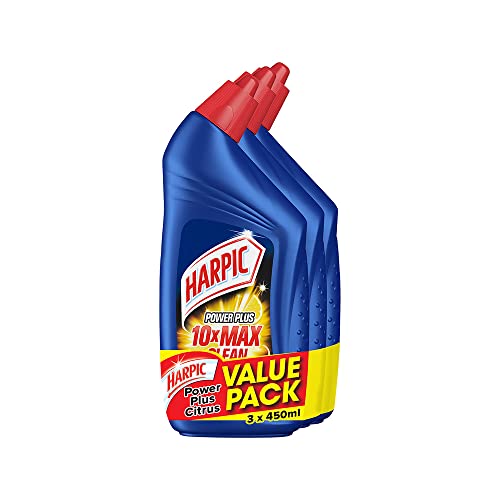 Harpic Powerplus Citrus Toilet Bowl Cleaner Disinfectant Liquid 450ml Value Pack 3s