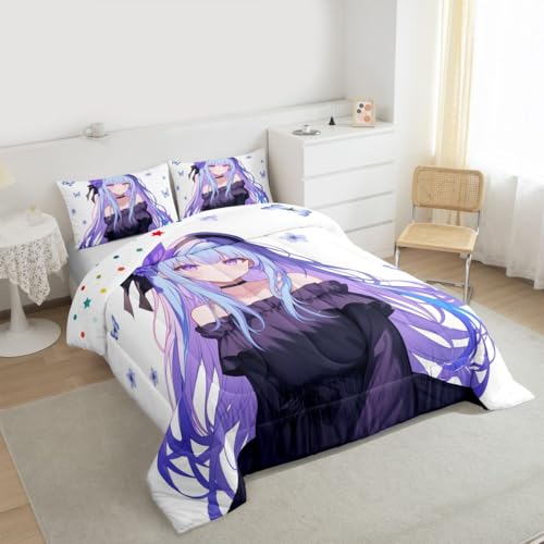 Image of Erosebridal 3D Anime Bedding Comforter Set - Twin Size, Kawaii Decorations & Preppy Girl Duvet Set with 1 Pillow Case
