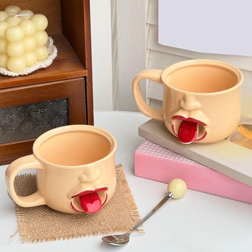 Taza interactiva con lengua cerámica para oficina y mesa 4