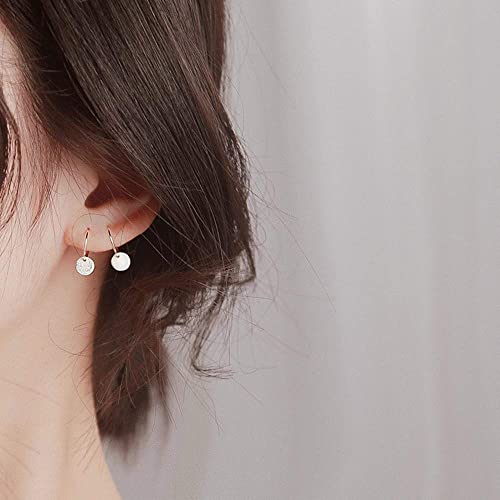 Sterling Silver Disc Drop Dangle Ball Bead Small Hoop Earrings for Women Girls Huggie Endless Round Hoops Cartilage Helix Stud Tragus Minimalist Sleeper Pierced Ear Nickel Free 8mm3