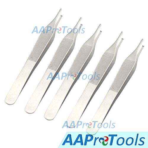 AAProTools Adson Tissue Surgi Forceps 4 3/4 inch 1x2 Teeth Pack of 5