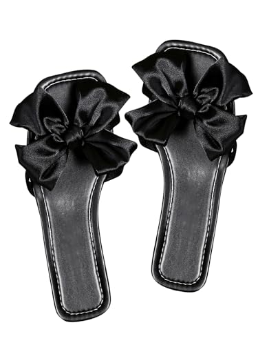 GORGLITTER Women's Bow Flat Sandals Dressy 2026 Wedding Cute Slide Shoes