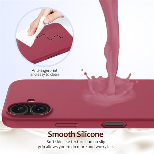 Image of ArmourPro Silicone Back Case for iPhone 16, Soft-Touch Case | Wine