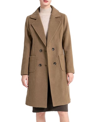 Minibee Women's Trench Coats Winter Wool Peacoat Warm Double Breasted Pea Coat Lapel Jacket Outwear
