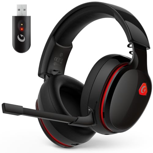 Image of AOC 2.4GHz Wireless Gaming Headset for PS5, PS4, PC, Switch, 45Hr, BlackRed | Bluetooth 6.0 Gaming Headphones with Noise Canceling Mic, 7.1 Virtual Surround, Great for Fortnite & Call of Duty /FPS Gamers