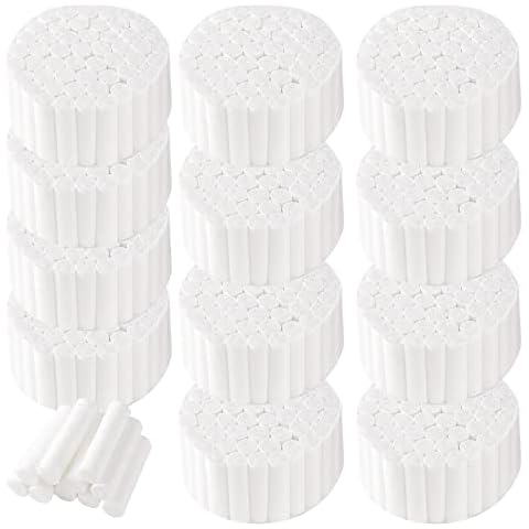Annhua 600pcs Dental Gauze Rolls Cottons Pads 1.5 Inch, Dentist Cotton Rolls Nose Plugs Rolled Cotton Ball for Dental Clinic, Household - 100% Cotton|Absorbent and Solid Cover