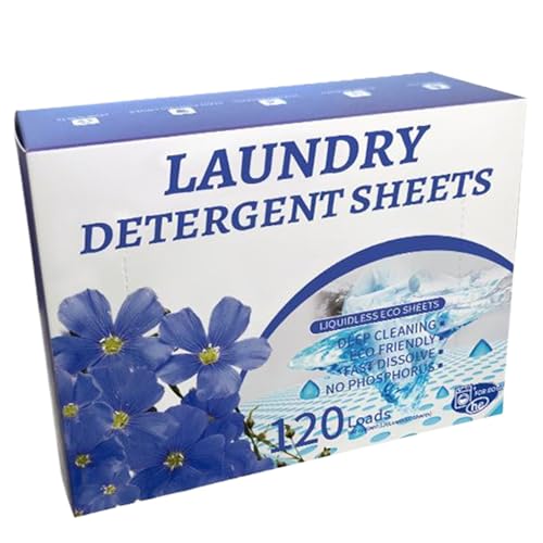 Hojas de lavandería, 120 piezas de detergente soluble en agua ecológico, lino fresco para viajar