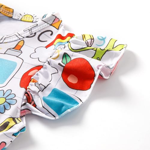 Toddler Girl Dress Back to School Pencil School Bus Print Dress Summer Outfits 3-8T3