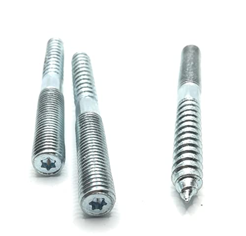 Image of Hanger Bolt M12x120 Silvery Double Headed Bolt Self-Tapping Screw with Hexagon for Furniture 12Pcs