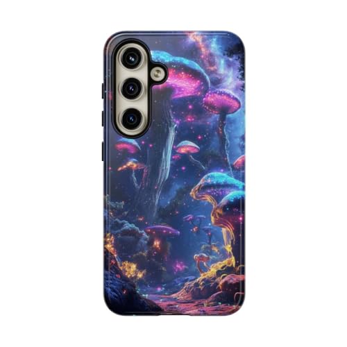 Champignons bioluminescents : coque rigide Samsung S24 cosmique