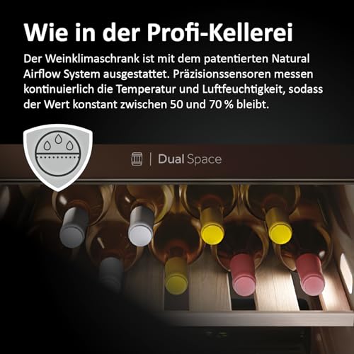 Haier Weinklimaschrank klein 50 SERIE 7 HWS42GDAU1 I 42 Flaschen Weinkühlschrank I Neue Technologie für perfekte Lagerung I Weinkühlschrank 2 Zonen, UV-Glastür & Holzregale I Wi-Fi I Wine fridge – Bild 6