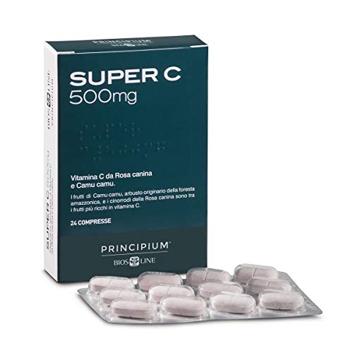 Immagine prodotto: BIOS LINE Principium Super C 500mg, Integratore Alimentare di Vitamina C da Rosa Canina, Antiossidante, Supporto al Sistema Immunitario, Senza Glutine e Lattosio, Vegan, 24 Compresse