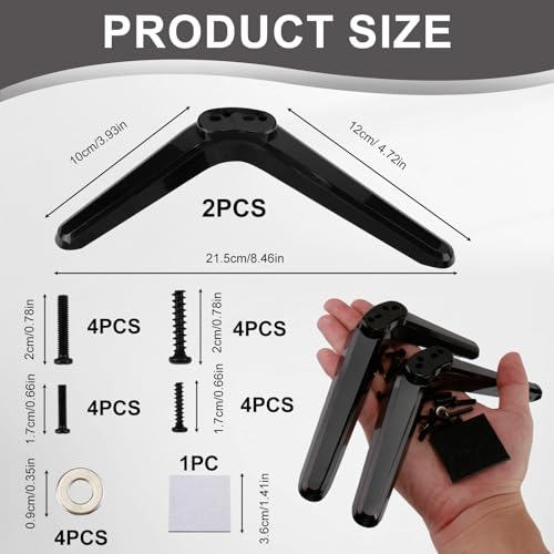 TV Base Pedestal Feet TVs Legs Universal Stand Legs for TCL Roku 32 40 49 50 55 Inch Most Smart Television Table Desk Pedestal Replacement Tabletop Brackets Mount with Screws Mounting - Image 2
