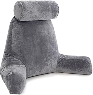 XXL Husband Pillow Dark Grey Backrest with Arms - Adult Reading Pillow Shredded