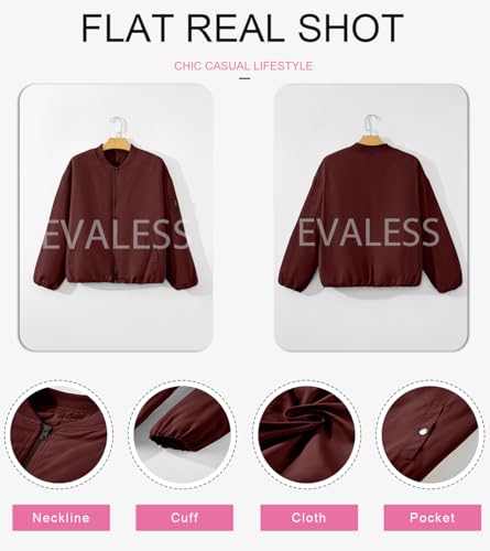 EVALESS Puffer Jacket for Women Winter Outfits Oversized Cute Bomber Windbreaker Jackets for Women Business Casual Winter Down Jackets Trendy 2024 Stand Collar Zip Up Tops Work Clothes, Red Large