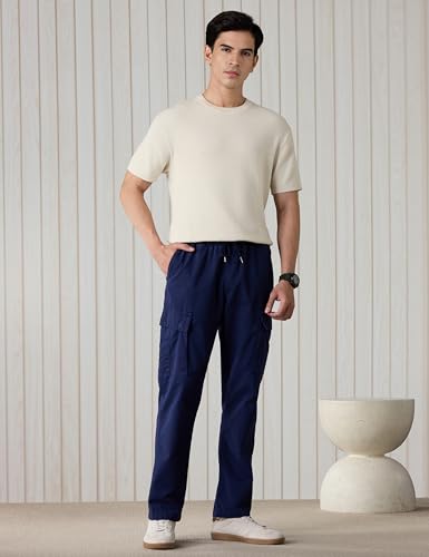Image of Amazon Brand - Symbol Men's Regular Fit Cargo Trouser (Elasticated Waistband | 100% Cotton | Pants)