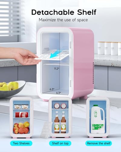 Image of BEICHEN Mini Fridge,6 Liter / 8 Can Small Fridge for Bedroom, Car, Office | Cooler & Warmer for Food, Drinks,Energy Saving, Low Noise,110V Ac /12V Dc,Compact & Portable