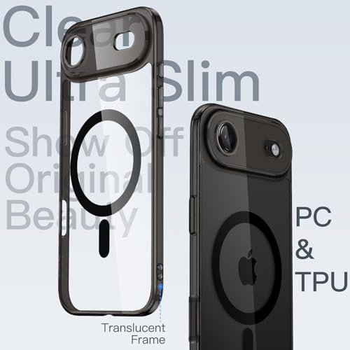 Image of JETech Magnetic Slim Case for iPhone Air Compatible with MagSafe, Camera Lens Full Protection, Ultra-Thin Lightweight Clear Minimalist Protective Phone Cover, 6.5-Inch Display (Black)