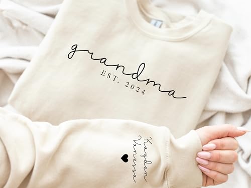 Sogoodkids Custom Grandma Sweatshirt With Grandkids Name On Sleeve thumb #2