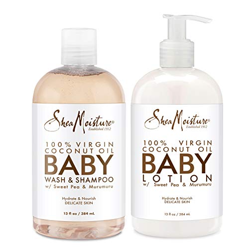 SheaMoisture, Baby Gift Set Perfect For New Moms 100 Virgin Oil SulfateFree Wash Shampoo + Lotion, Coconut, 2 Count, (Pack of 6)