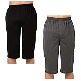 [Y's factory] ニット ステテコ メンズ 1枚 2枚 3枚 セット アンダーウエア ロング パンツ 7分丈 前開き ルームウェア 部屋着 パジャマ 夏 春 無地 吸汗速乾 リラックス (黒+チャコール2枚セット 5Lサイズ)