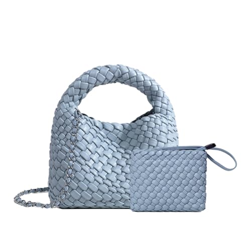 Image of JINMANXUE Fashion Mini Handbag For Women, Woven Tote Bucket Composite Bag Knitting Chain Bags, Crossbody Shoulder Purses