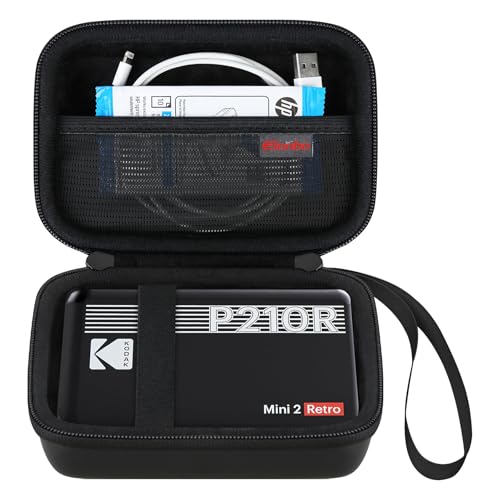 Image of Elonbo Carrying Case for KODAK Mini 2 Retro 2x3 inch P210R 4PASS Portable Photo Printer, Kodak Mini Instant Digital Camera Hard Travel Bag Storage Holder, Pocket Fits Film Cartridge, Black
