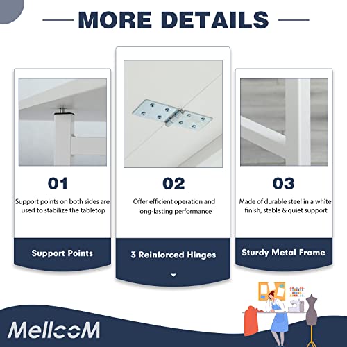 MELLCOM Height Adjustable Craft Table with Storage Shelves, Mobile Folding Cutting Table for Large Fabric, Foldable Sewing Desk for Home Office Sewing Room Craft Room - Image 6