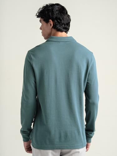 Image of DAMENSCH Statement Popcorn Johnny Collar Full Sleeve Polo with Premium Cotton Blend, Popcorn Texture, Colours by High-IQ Dyes Heavy Weight Fabric T-Shirt for Men