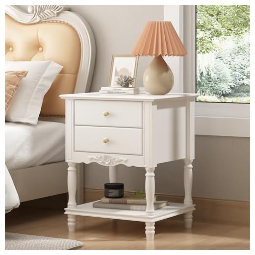 37+ Dark Cottagecore Bedroom Ideas 4 Homsee Vintage Wooden Nightstand with 2 Drawers and Bottom Shelf, Elegant Bedside Table End Side Table for Bedroom, Living Room, White (19.7”W x 16.9”D x 25.2”H)