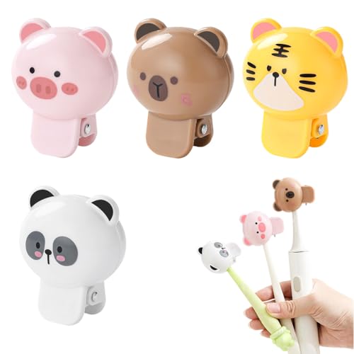 Image of HASTHIP 4Pcs Toothbrush Cover Cap, Cartoon Toothbrush Head Covers Travel Toothbrush Cover Case Protector with Cute Animal Designs for Kids & Adults
