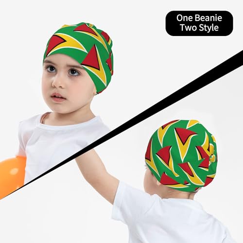 Flag of Guyana Children Hip Hop Knitted Hat Kids Elastic Leisure Knit Cap Warm Sleep Beanies Black4