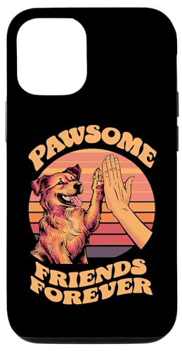 Carcasa para iPhone 13 Funny Dog Pawsome Friends Forever High Five