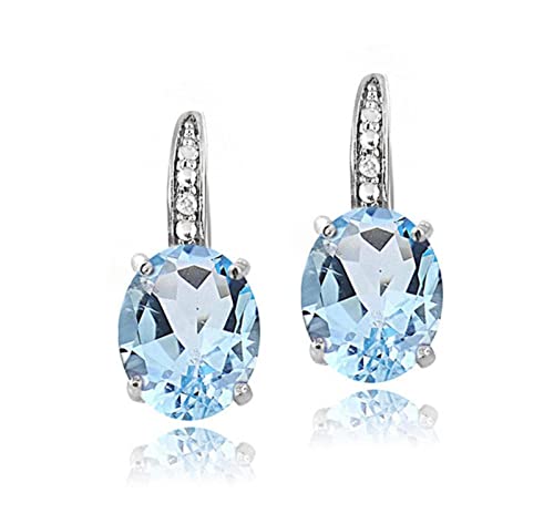 Boucles d'oreilles argent 925 et cristaux bleus précieux éclatants pour femme