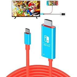 Candado Para Tv JINGDU Ultraportátil USB Tipo C a HDMI TV Cable Adaptador para Switch/OLED,Cable de conversión HDMI 4K de 2m,Admite TV/cubierta de vapor/ordenador portátil/PC, Rojo y Azul