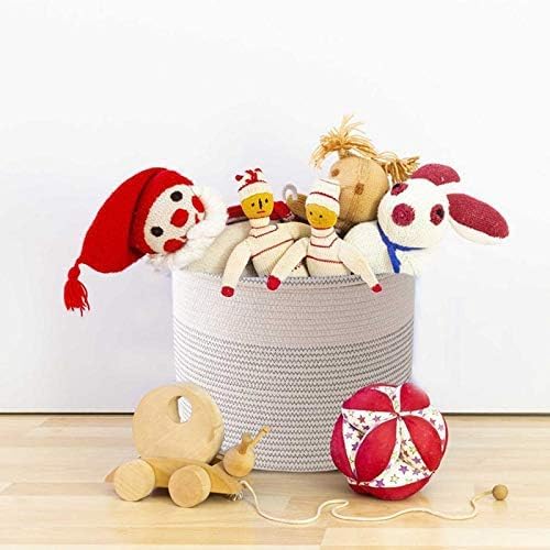 Cesto portabiancheria con Coperchio in Corda di Cotone Intrecciata, Organizer per Bambini, Cesto portaoggetti per Vestiti sporchi, Contenitore capiente