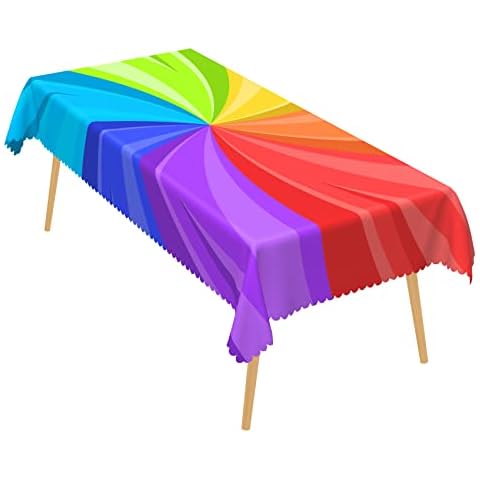 Rainbow Candy Table Cloth, Rainbow Candy Theme Party Rectangular Reusable Picnic Table Cover, Party Decorations Tablecloth for Dining Room Kitchen Decor Birthday Baby Shower Cover