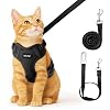 Cat Harness and Leash for Walking, Cat Car Harness, Escape Proof Soft Adjustable Vest Harnesses for Cats, Easy Control Breathable Reflective Strips Harness, Kitten Harness and Leash Set, Black, S