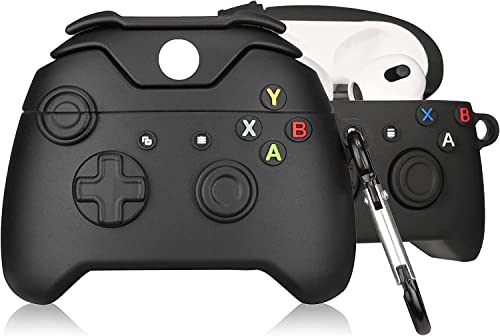 Image of Silicone Case Compatible for Apple Airpods 4 (2024) Cute Design for AirPods 4 with Active Noise Cancellation (ANC) with Keychain Hook Shockproof Protective Case (Xbox-Black)