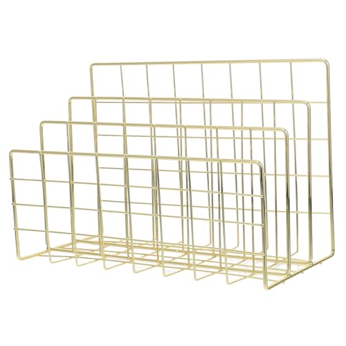 Archivador de escritorio de metal Levemolo con 3 compartimentos dorado para cartas