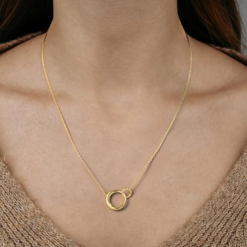 Gold Necklace 14K Gold Pendant Necklace for Women Dainty Pendant Clean Simple and Modern Double Circle Pendants Necklaces for Women2
