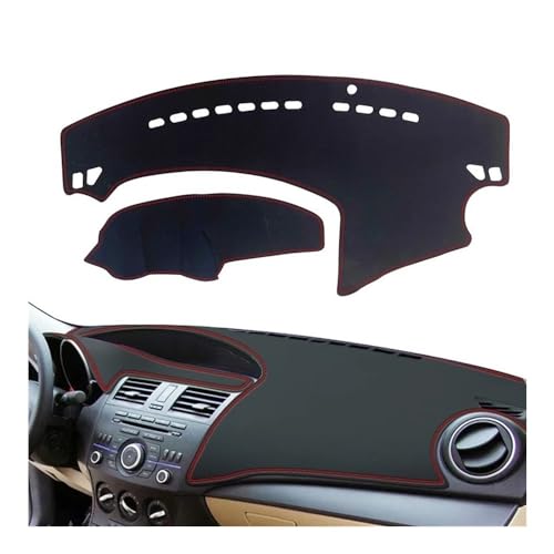 Couverture de tableau de bord en PU noir avec ligne rouge pour Mazda 3 - 2