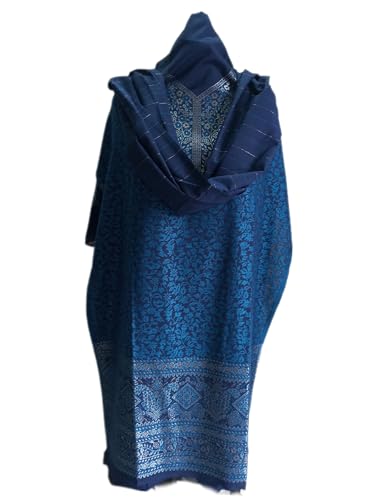 Image of Womens designer woolen suit for women with salwar and kashmiri shawl winter wear kani unstitched fabric set, stylish kurta pant set woollen dress material for women by pure pashmina wooltex