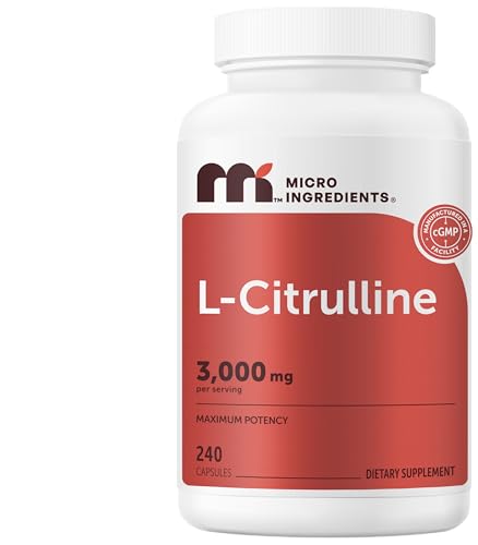 Image of Micro Ingredients L-Citrulline 3,000 mg Per Serving, 240 Capsules | Nitric Oxide Supplement* for Men & Women | Amino Acid Supplement | Non-GMO, Gluten Free